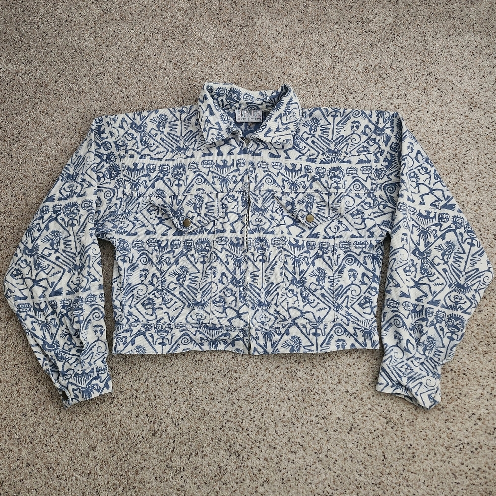 Passports Pier 1 Import vintage blue & white tribal jacket